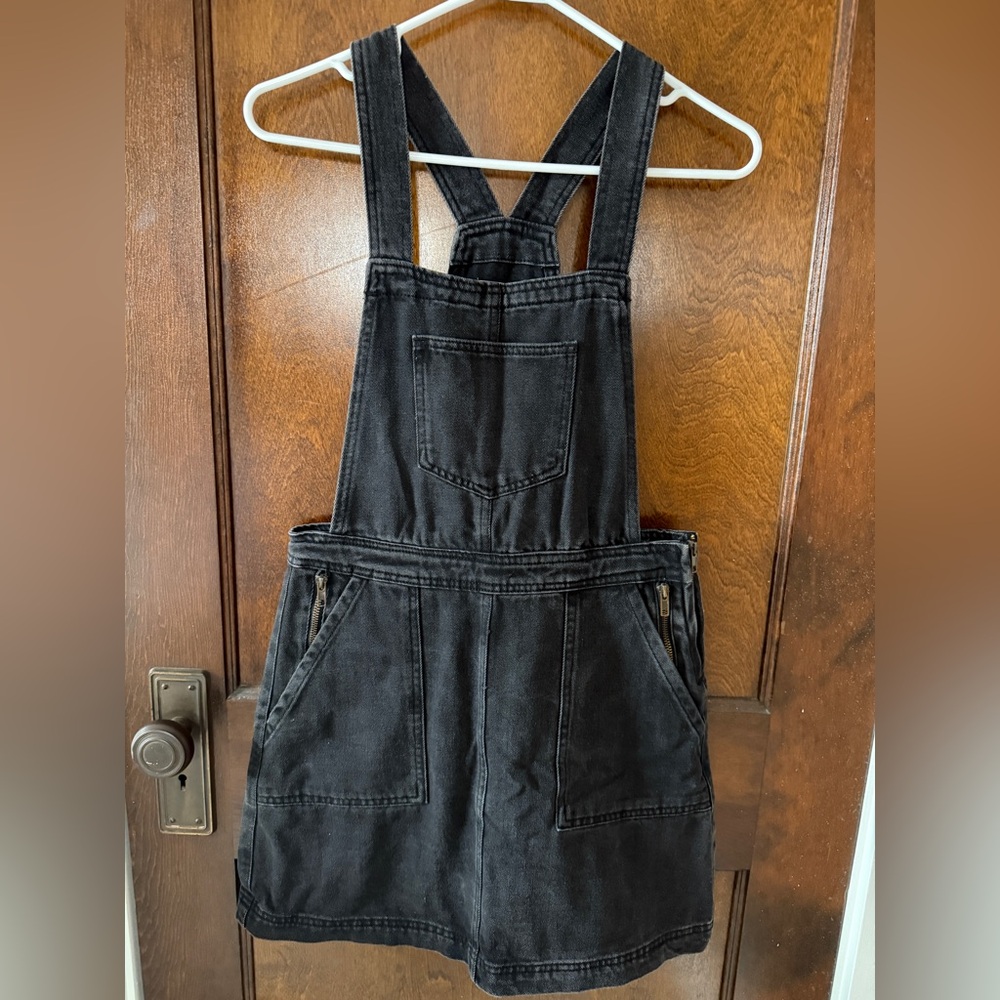 Black Denim Overall Dress